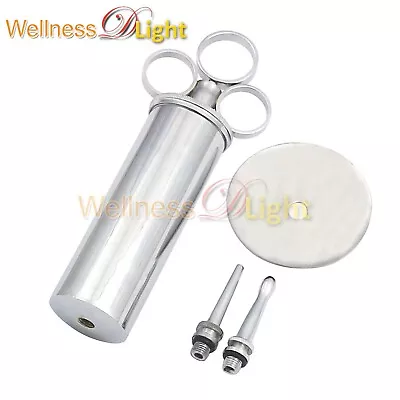 8 OZ Metal Ear Wax Syringe W/ Shield And 2 Tips Chrome Plated Veterinary ENT • $18.10