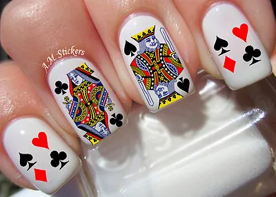 Playing Cards Nail Art Stickers Transfers Decals Set Of 59 - A1245 • $4.50