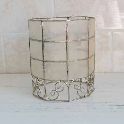 Retro Capiz Shell Drum Barrel Ceiling Pendant Table Lamp Shade Ornate Beads • £15