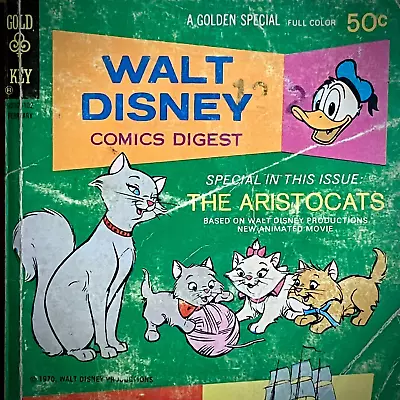 Walt Disney Comics Digest #27 1971 The Aristocats Carl Barks GD Gold Key • $28.77