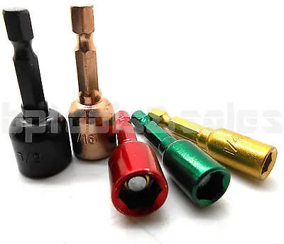 5pc Magnetic Nut Bit Driver Set Color Drill Setter 1/4  5/16  3/8  7/16  1/2  • $8.99