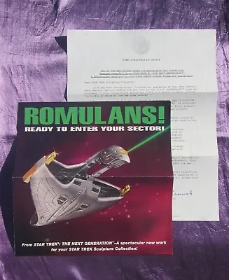 $13.99 • Buy Star Trek Franklin Mint Romulan Warbird Glossy Brochure With Letter