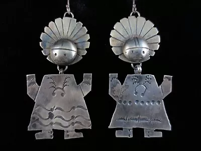 Vintage Hopi Earrings - Sterling Silver Kachinas • $166.50