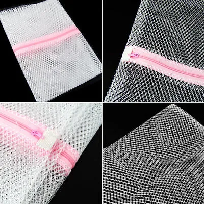 3x Zipped Wash Bag Laundry Washing Mesh Net Lingerie Underwear Bra Clothes Socks • £3.15