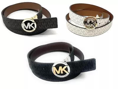 MICHAEL KORS Womens Reversible Brown/Black/Vanilla Belt MK Logo  SMALL ~  X-LG • $38.75