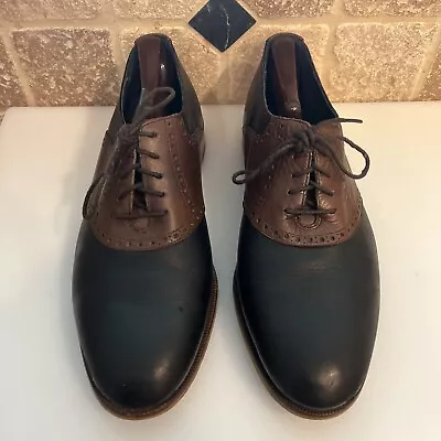 Cole Haan Carter Saddle Oxfords Dress Shoes Men 11.5 M Black Brown 2 Tone C10897 • $36.96