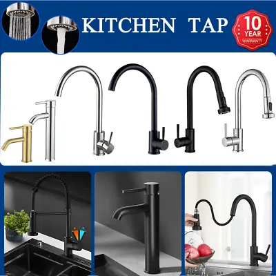 Kitchen Mixer Tap Chrome/Black Bathroom Laundry Taps Sink Faucet 360° Swivel AU • $26.99