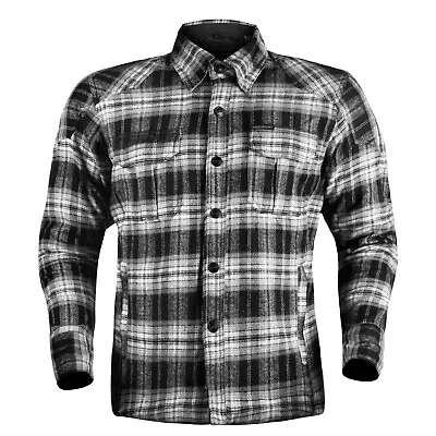 Mens Biker Motorcycle Shirt Lumberjack Jacket LARGE Made With Kevlar CE Armour • $105.36