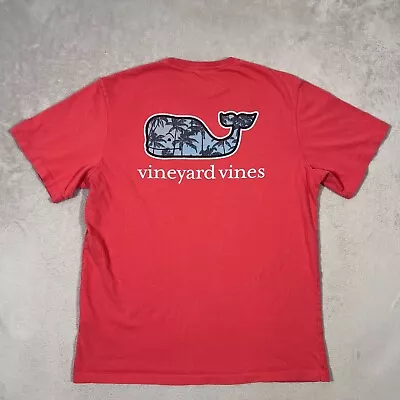 Vineyard Vines Shirt Mens Medium Nantucket Red Pocket Tee Short Sleeve Palm Tree • $15.95