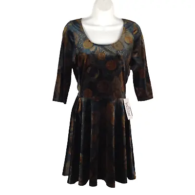 $59 Spin Doctor The Mythos Skater Money Women Size S Scoop Neck 3/4 Sleeve Dress • $15.63