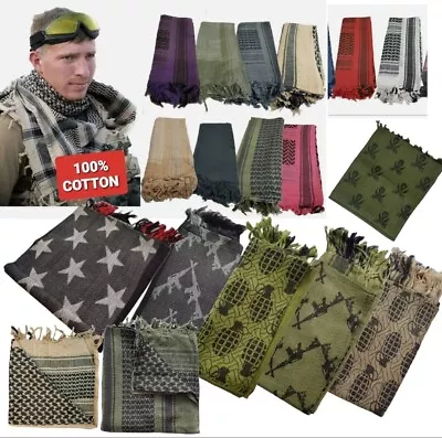 Palestinian Cotton Shemagh Scarf Arab Army Tactical Military Desert Keffiyeh • £9.99