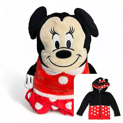 Minnie Mouse Hooded Zip Sweatshirt Hoodie 2 In 1 Plush Disney Store Exclusive • $11.99