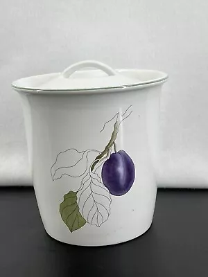 Vintage Block Bernarda (Mary Lou Goertzen) Watercolors Plum 6  Lidded Canister • $19.99