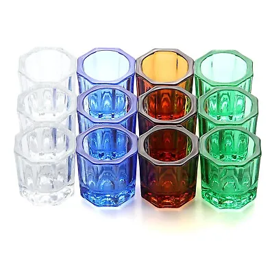 12pcs/Box JMU Glass Dappen Dishes Acrylic Crystal Cups Nails Assorted 4 Colors • $17.09