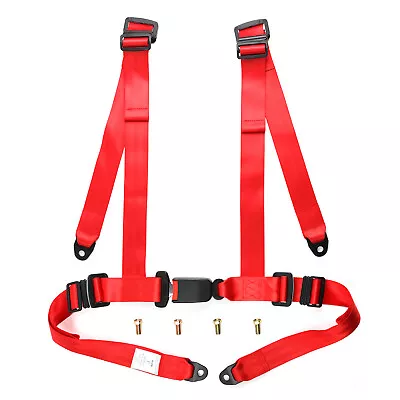 Universal Red/Black 4-Point Cam Lock Racing Seat Belt Harness Nylon Strap Pair • $29.99