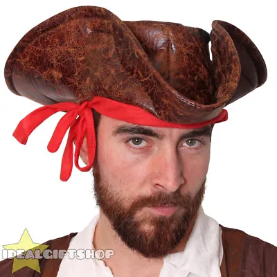 £14.99 • Buy Wholesale Brown Leather Look Caribbean Pirate Hat Adults Fancy Dress Tricorn