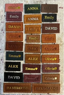 $11 • Buy Leather Name Tag Personalized Real Leather Crochet Knitting Sewing Labels Custom