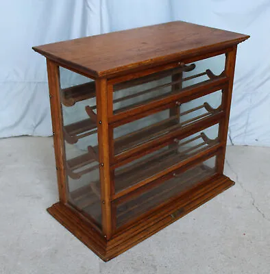 Antique Country Store Oak Counter Top Ribbon Display And Storage Cabinet • $1695