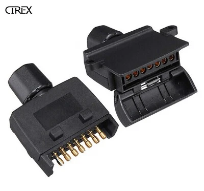 $17.95 • Buy 7 Pin Flat Trailer Plug Male & Female Socket Set Caravan Boat Adaptor Connector