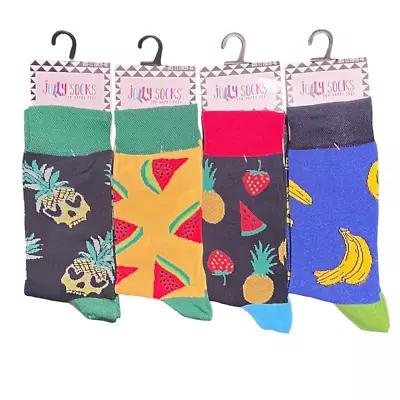 Mens Boys Funky Jolly Socks Fruit Design Skull Pineapple Watermelon Banana 6-11 • $4.92