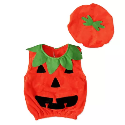 Halloween Baby Kids Boy Girl Pumpkin Fancy Dress+Hat Clothes Costume Cosplay Set • $15.97