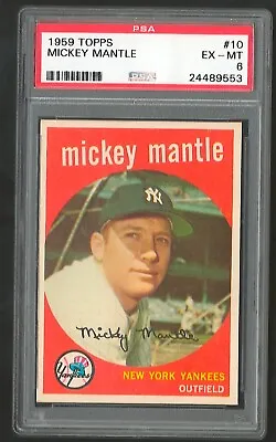 1959 Topps Mickey Mantle #10 PSA 6 / Low Opening Bid / No Reserve • $770