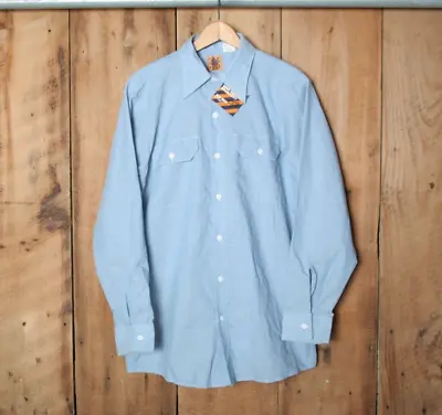 Vintage NOS Deadstock BIG BEN By Wrangler Blue Chambray Work Shirt Sz. M • $26.95