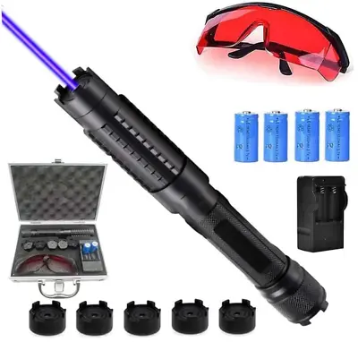 5 Watt High Power Blue Burning Laser Pointer SOS Visible Beam Dot Light &Goggles • $118.99