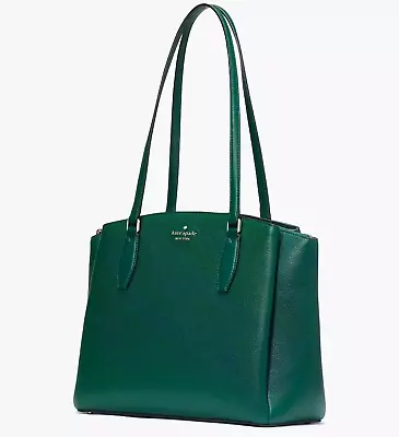 Kate Spade Monet Large Triple Compartment Green Leather Tote Bag WKRU6948 NWT FS • $168.99