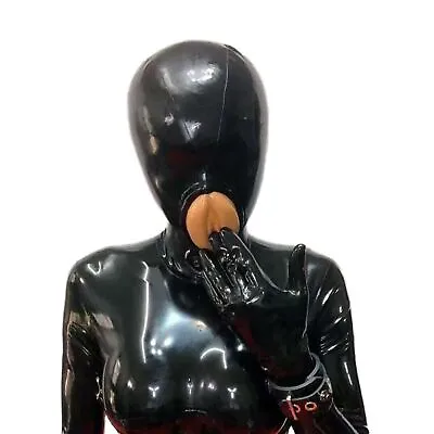 Latex Hood Rubber Mask Back Zipper Fetish Cosplay Party Clubwear BDSM Catsuit • $56.88