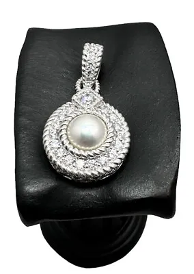 Judith Ripka Cultured Mabe Pearl Sterling Silver Enhancer Pendant Vintage • $199