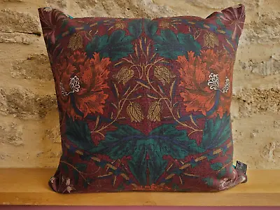 Liberty William Morris Honeysuckle & Tulip Vintage Claret & Velvet Cushion Cover • £32.50