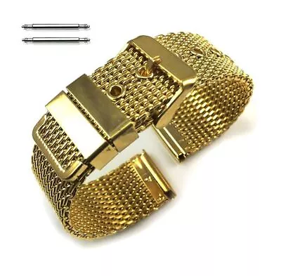 Thick Metal Steel Gold Tone Replacement Mesh Watch Band Strap Bracelet # 5103 • $16.95