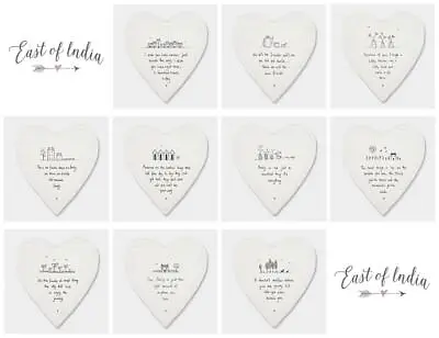 £5.89 • Buy East Of India New Heart Coasters White Porcelain Friend Family Gift Keepsake