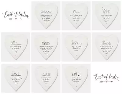 East Of India New Heart Coasters White Porcelain Friend Family Gift Keepsake • £5.89