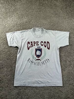 VINTAGE 90s Cape Cod Shirt Mens Medium Gray Red Massachusetts Single Stitch • $17.99