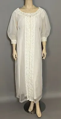 Viintage Komar Chiffon & Lace Peignoir Nightgown Set Bridal White LARGE Average • $75