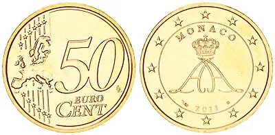 Monaco 50 Cent 2011 Currency Coin Rare Year Mint State 106762 • $52.31