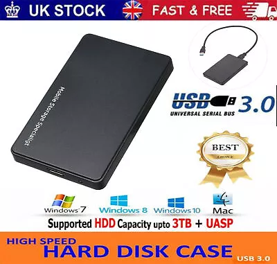 USB 3.0 To SATA Hard Drive Enclosure Caddy Case For 2.5  Inch SSD HDD External • £4.99