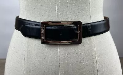 Moschino Redwall Womens Black Leather Belt  Total Length 34” Size 42 • $30