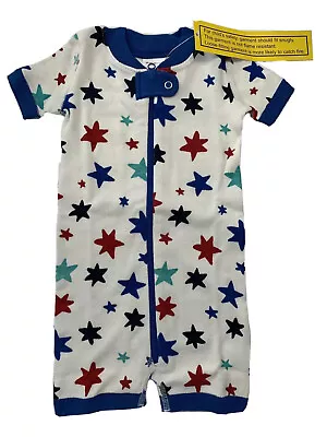 Hanna Andersson 3-6 Month Patriotic Stars Organic Zip Shortie Pajama 60 Cm • $22.99