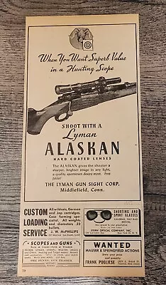 VTG 1947 Print Ad LYMAN ALASKAN SCOPE Reloading/Gunsmith 10 X5  • $10