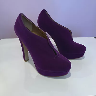 Mixx Shuz Women Very High Heel Purple Velvet Slip On Pump Shoes Stiletto  8.5M • $23