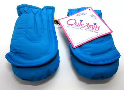 Blue Mittens Quickmitt Thinsulate Ages 1-4 Baby Toddler Easy On Wrap It Snow NWT • $5