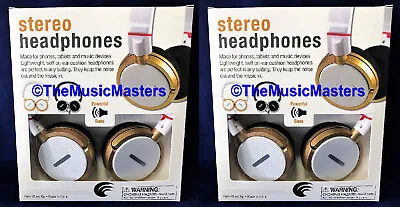 Set Of 2 Lightweight Adjustable STEREO HEADPHONES Tablet Phone MP3 Audio WHITE • $14.99