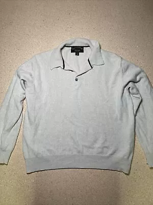 Tasso Elba Mens 100% Fine Cashmere Polo Sweater Beige Long Sleeve Size L • $16.99