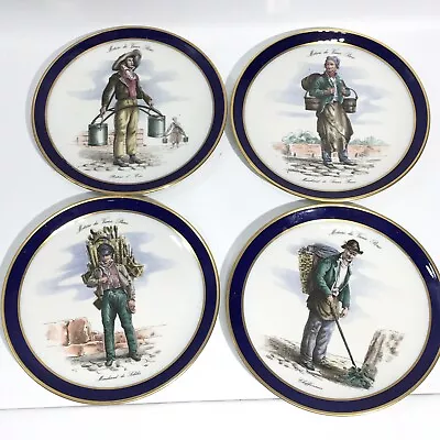 Set Of 4 Vintage E&R Plate French Design Vieux Paris Echt Cobalt Gold 7.5  • $23.20