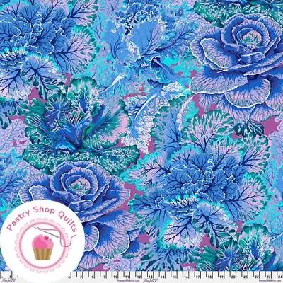 KAFFE FASSETT Free Spirit CURLY KALE J120 Blue Floral Quilt Fabric • $6.75