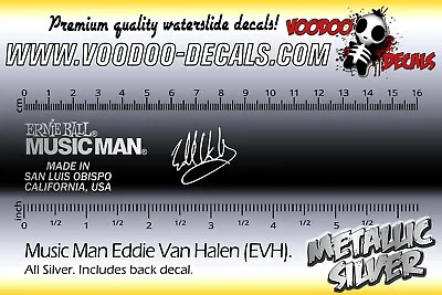 Music Man Eddie Van Halen (EVH) ALL SILVER Headstock Waterslide Decals • $11.90