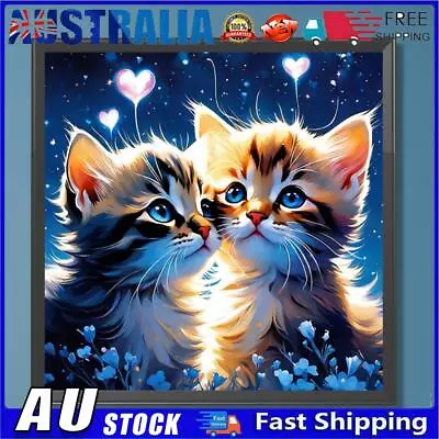 AU 5D DIY Full Round Drill Diamond Painting Two Cats Kit Home Decoration 30x30cm • $9.99